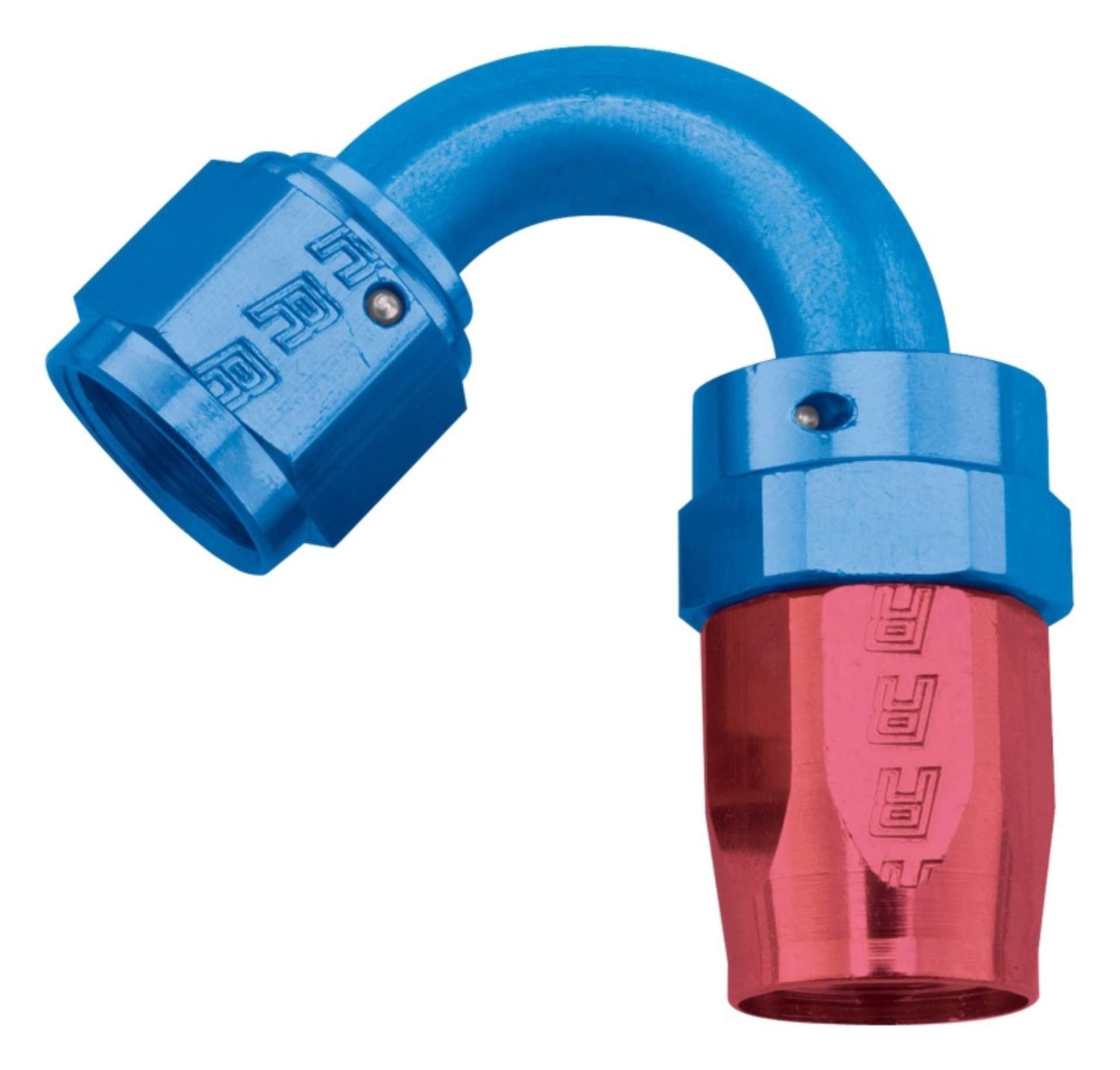 Picture of Russell Performance -10 AN Red-Blue 120 Degree Full Flow Swivel Hose End With 15-16in Radius