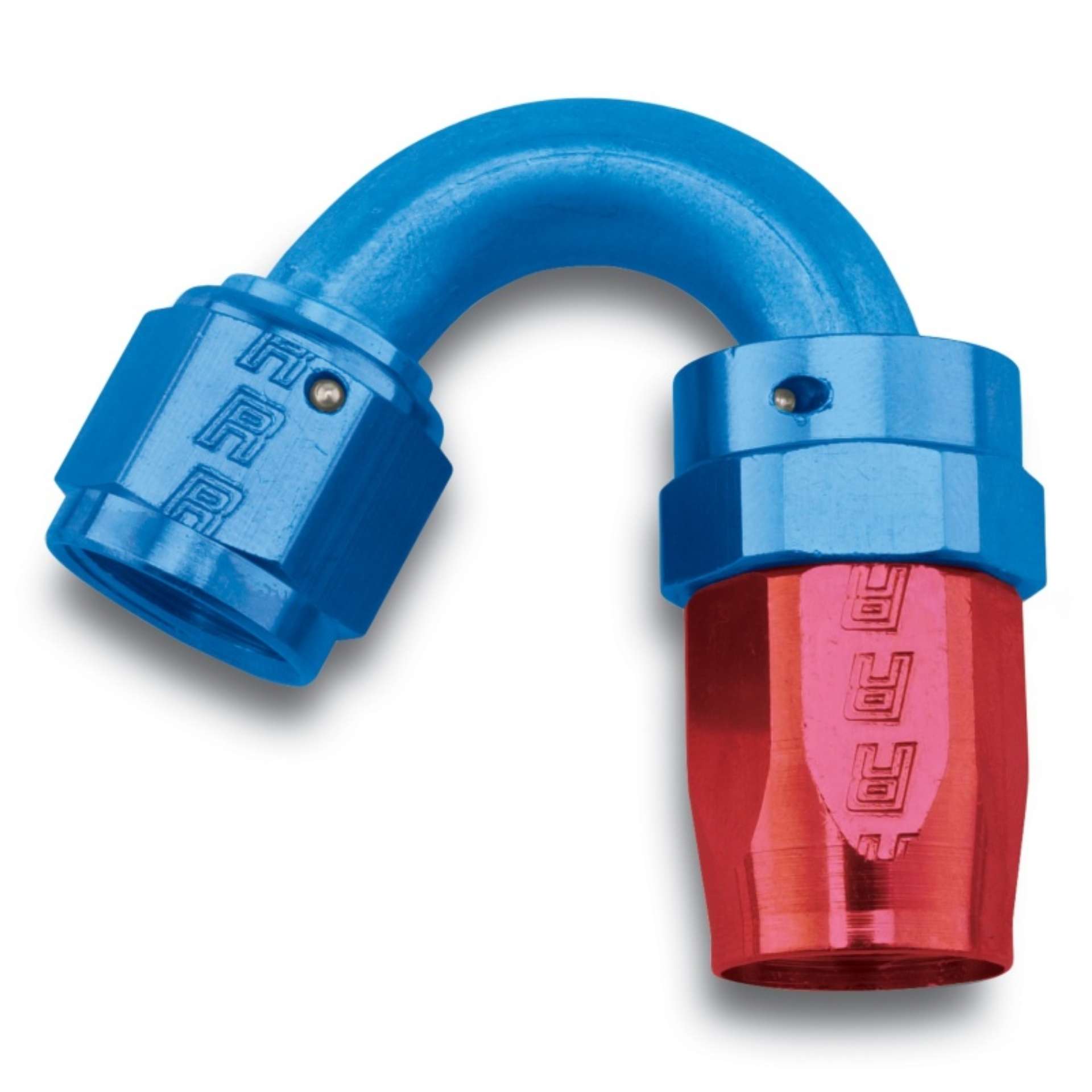 Picture of Russell Performance -6 AN Red-Blue 150 Degree Full Flow Swivel Hose End With 9-16in Radius