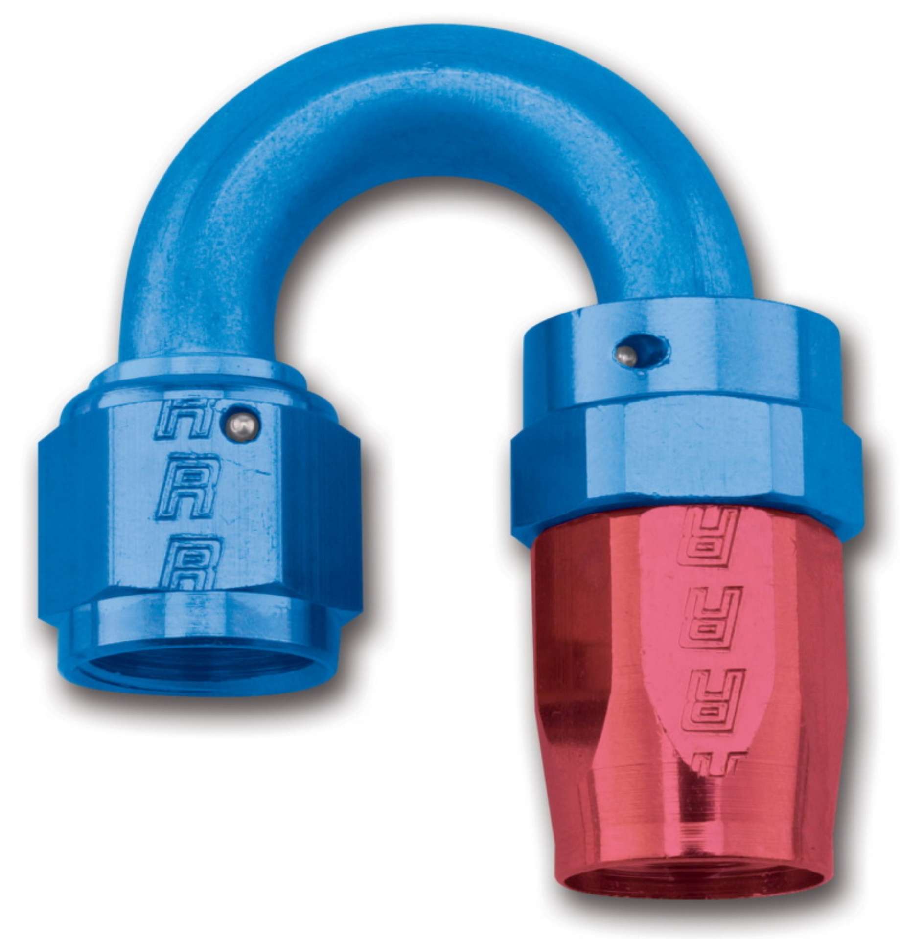 Picture of Russell Performance -6 AN Red-Blue 180 Degree Full Flow Swivel Hose End With 9-16in Radius