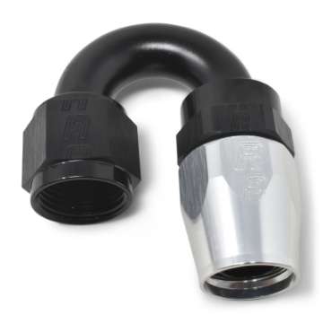 Picture of Russell Performance -6 AN Black-Silver 180 Degree Tight Radius Full Flow Swivel Hose End