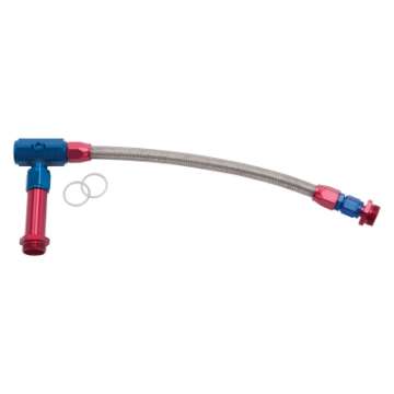 Picture of Russell Performance -6 AN to 3-8in Female NPT ProFlex Holley 4150 Dual Inlet Carb Kit Red-Blue