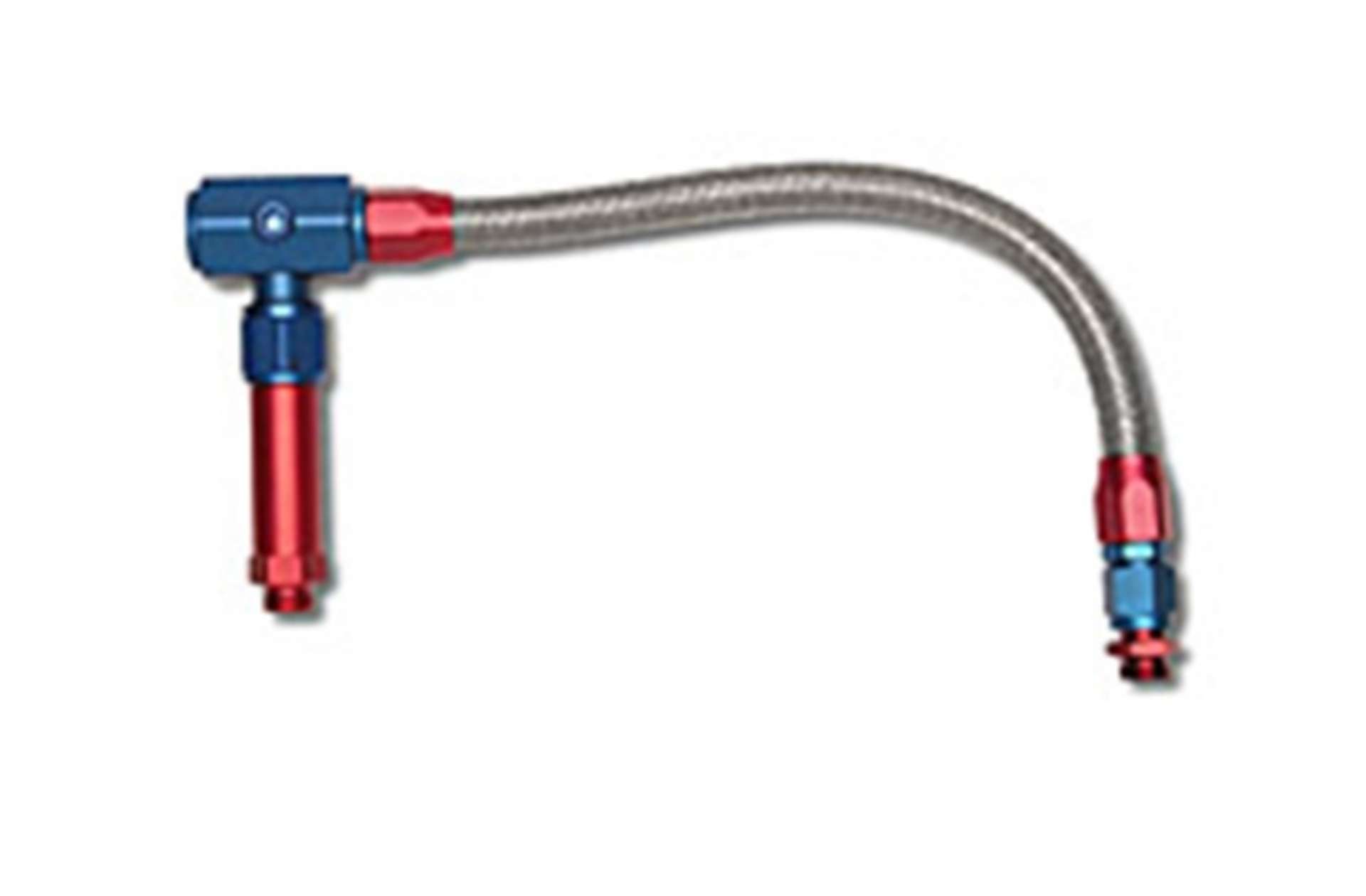 Picture of Russell Performance -6 AN to 3-8in Female NPT ProFlex Demon Carb Dual Inlet Carb Kit Red-Blue