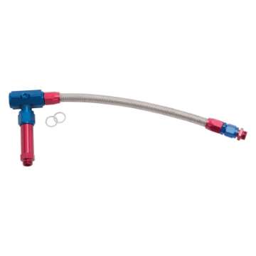 Picture of Russell Performance -6 AN to 3-8in Female NPT ProFlex Demon Carb Dual Inlet Carb Kit Red-Blue