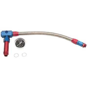 Picture of Russell Performance -6 AN to 3-8in Female NPT ProFlex Demon Carb Dual Inlet Carb Kit Red-Blue