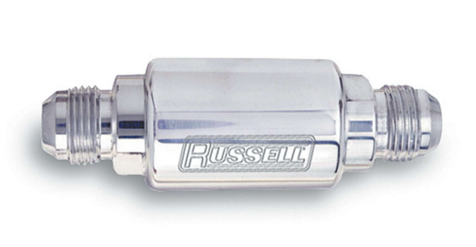 Picture of Russell Performance Polished Alum- 3-1-4in Length 1-1-4in dia- -8 x 3-8in male NPT inlet-outlet