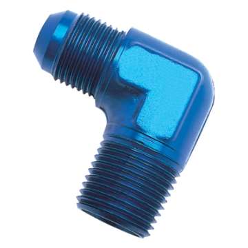 Picture of Russell Performance -3 AN to 1-8in NPT 90 Degree Flare to Pipe Adapter Blue