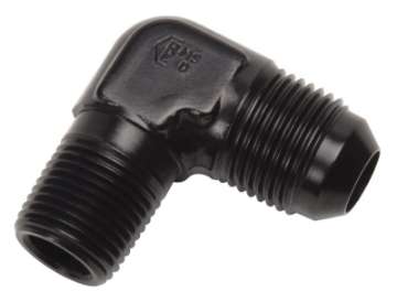 Picture of Russell Performance -4 AN to 1-8in NPT 90 Degree Flare to Pipe Adapter Black