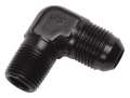 Picture of Russell Performance -4 AN 1-4in NPT 90 Degree Black Flare to Pipe Adapter