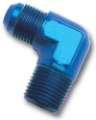 Picture of Russell Performance -6 AN to 1-4in NPT 90 Degree Flare to Pipe Adapter Blue