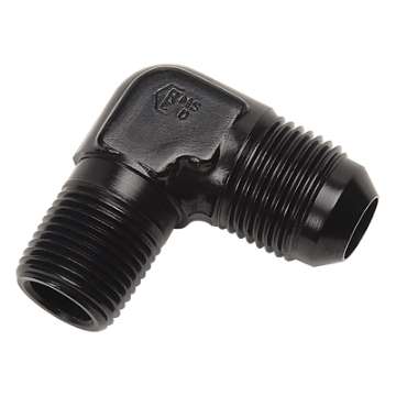 Picture of Russell Performance -6 AN to 1-8in NPT 90 Degree Flare to Pipe Adapter Black