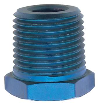 Picture of Russell Performance 1-2in Male to 3-8in Female Pipe Bushing Reducer Blue