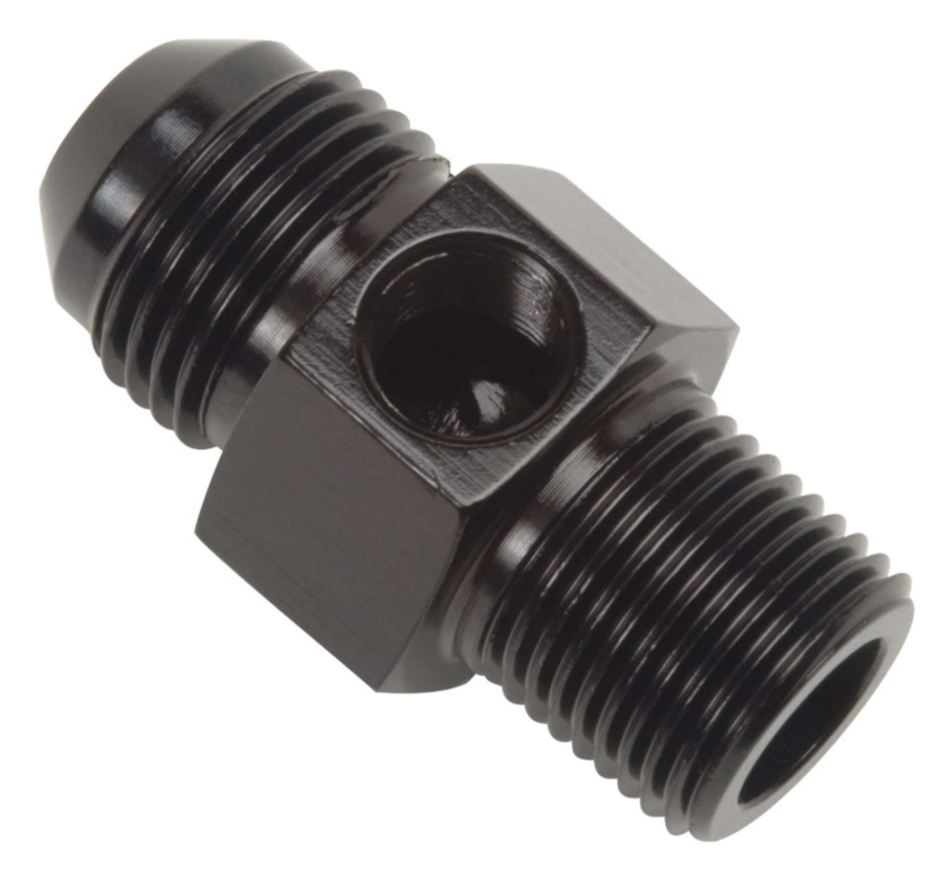 Picture of Russell Performance -6 AN Flare to 3-8in Pipe Pressure Adapter Black