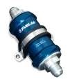 Picture of Fuelab 848 In-Line Fuel Filter Standard -6AN In-Out 40 Micron Stainless w-Check Valve - Blue