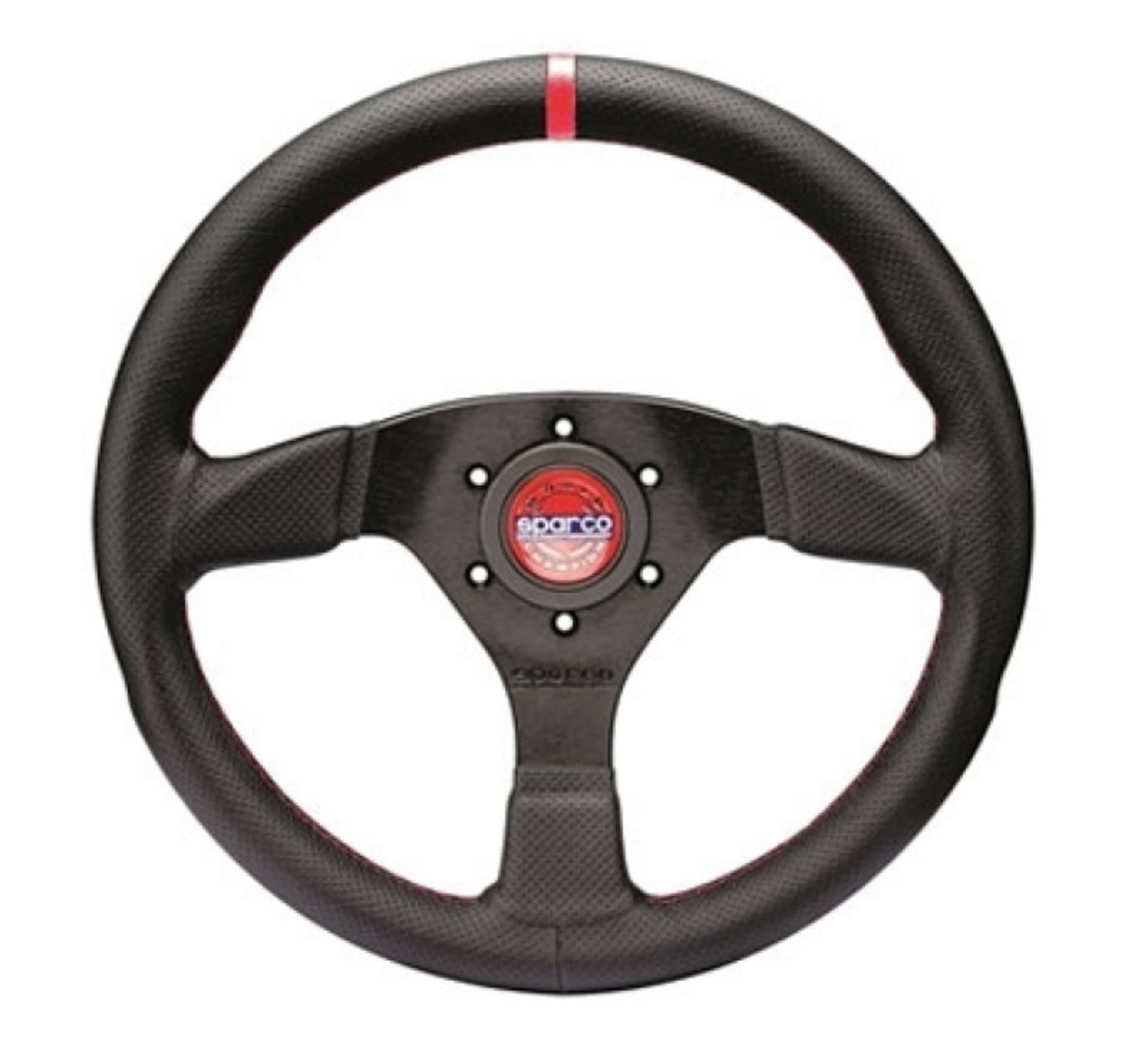 Picture of Sparco Steering Wheel R383 Champion Black Leather - Red Stiching