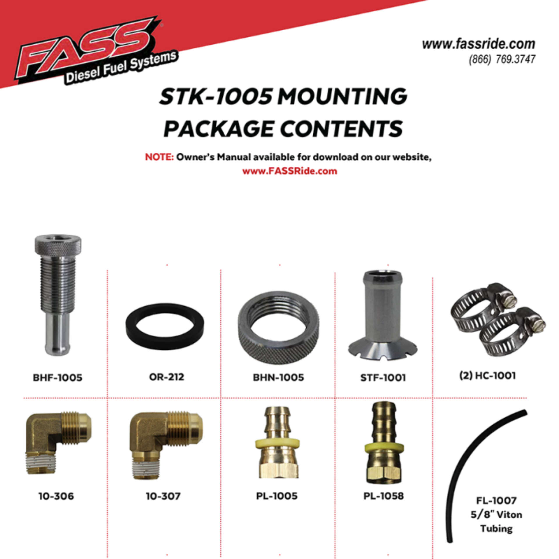 Picture of FASS Fuel Systems Diesel Fuel Bulkhead and Viton Suction Tube Kit Complete Kit STK-1005