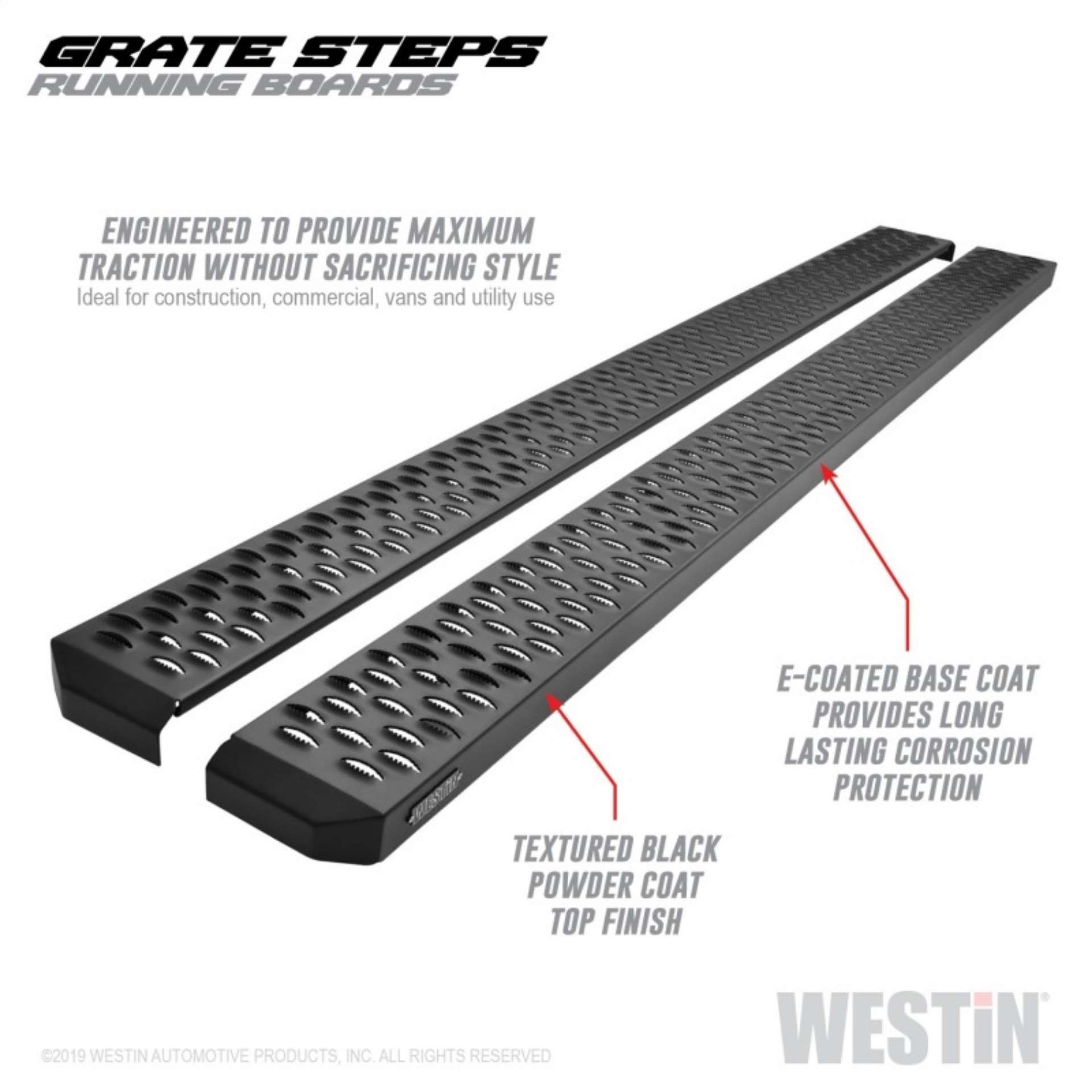 Picture of Westin Grate Steps Running Boards 86 in - Textured Black