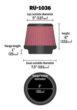 Picture of K&N Universal Clamp-On Air Filter 6in FLG - 7-1-2in B - 5in T - 6in H