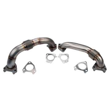 Picture of Wehrli 01-04 Chevrolet 6-6L Duramax LB7 2in Stainless Up Pipe Kit w-Gaskets - Single Turbo