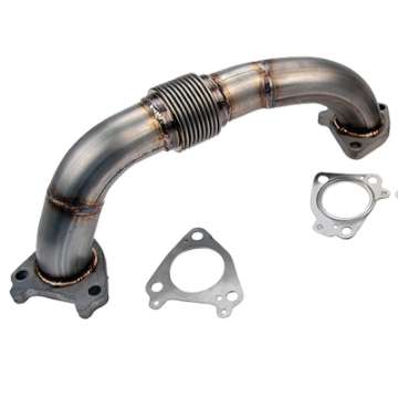 Picture of Wehrli 01-16 Chevrolet 6-6L Duramax 2in Stainless Driver Side Up Pipe w-Gaskets Single-Twin Turbo