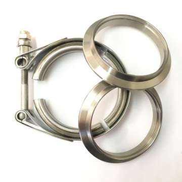 Picture of Ticon Industries 3-0in Titanium V-Band Clamp Assembly 2 Flanges-1 Clamp