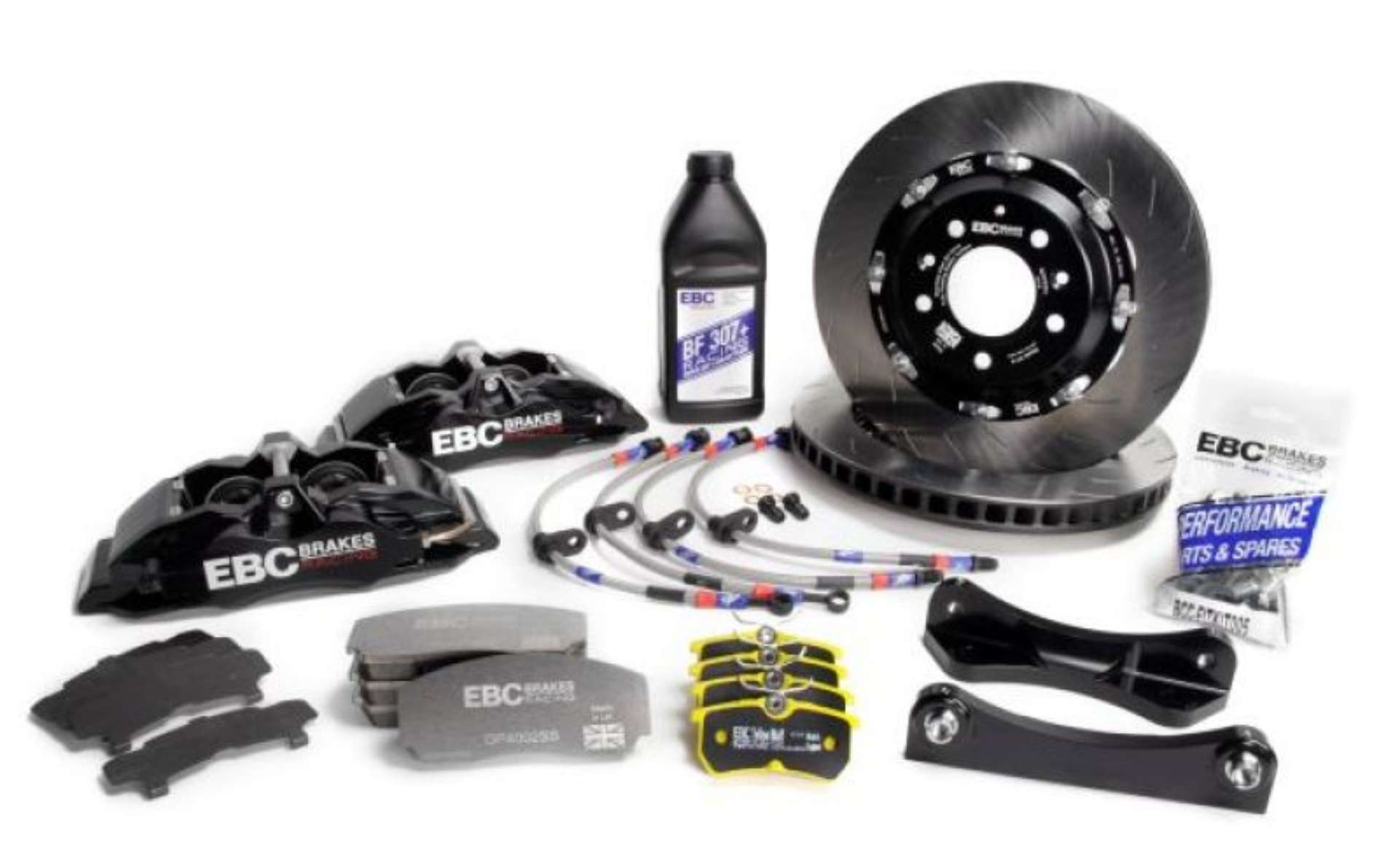 Picture of EBC Racing 12-17 Ford Fiesta ST Mk7 Black Apollo-4 Calipers 330mm Rotors Front Big Brake Kit