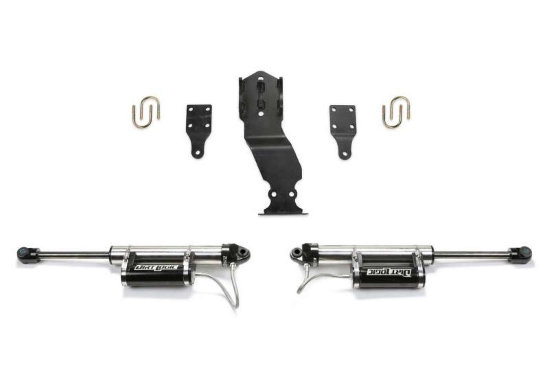 Picture of Fabtech 19-20 Ford F450-F550 4WD Dual Steering Stabilizer System w-DL 2-25 Resi Shocks