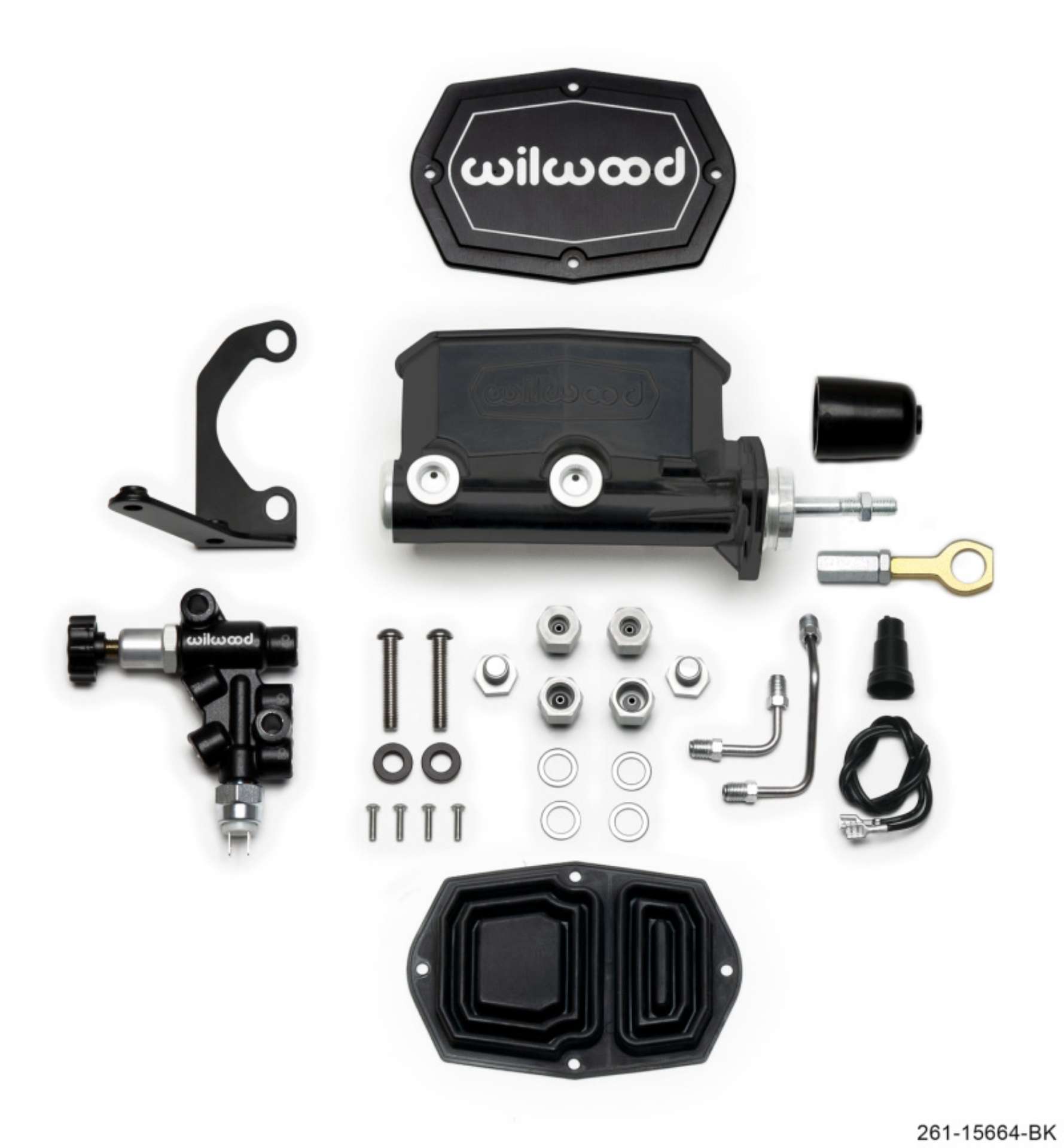 Picture of Wilwood Compact Tandem M-C - 15-16in Bore w-RH Bracket and Valve Mustang Pushrod - Black