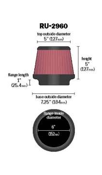 Picture of K&N Universal Tapered Filter 6in Flange ID x 7-5in Base OD x 5in Top OD x 5in Height