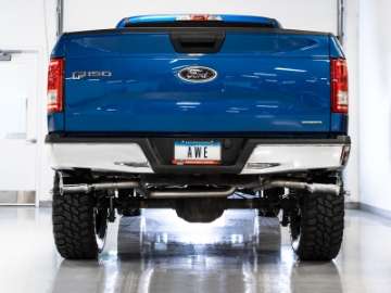 Picture of AWE Tuning 2015+ Ford F-150 0FG Dual Exit Performance Exhaust System w-5in Chrome Silver Tips