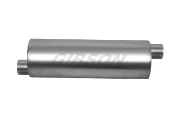 Picture of Gibson SFT Superflow Offset-Offset Round Muffler - 8x24in-3in Inlet-3in Outlet - Stainless