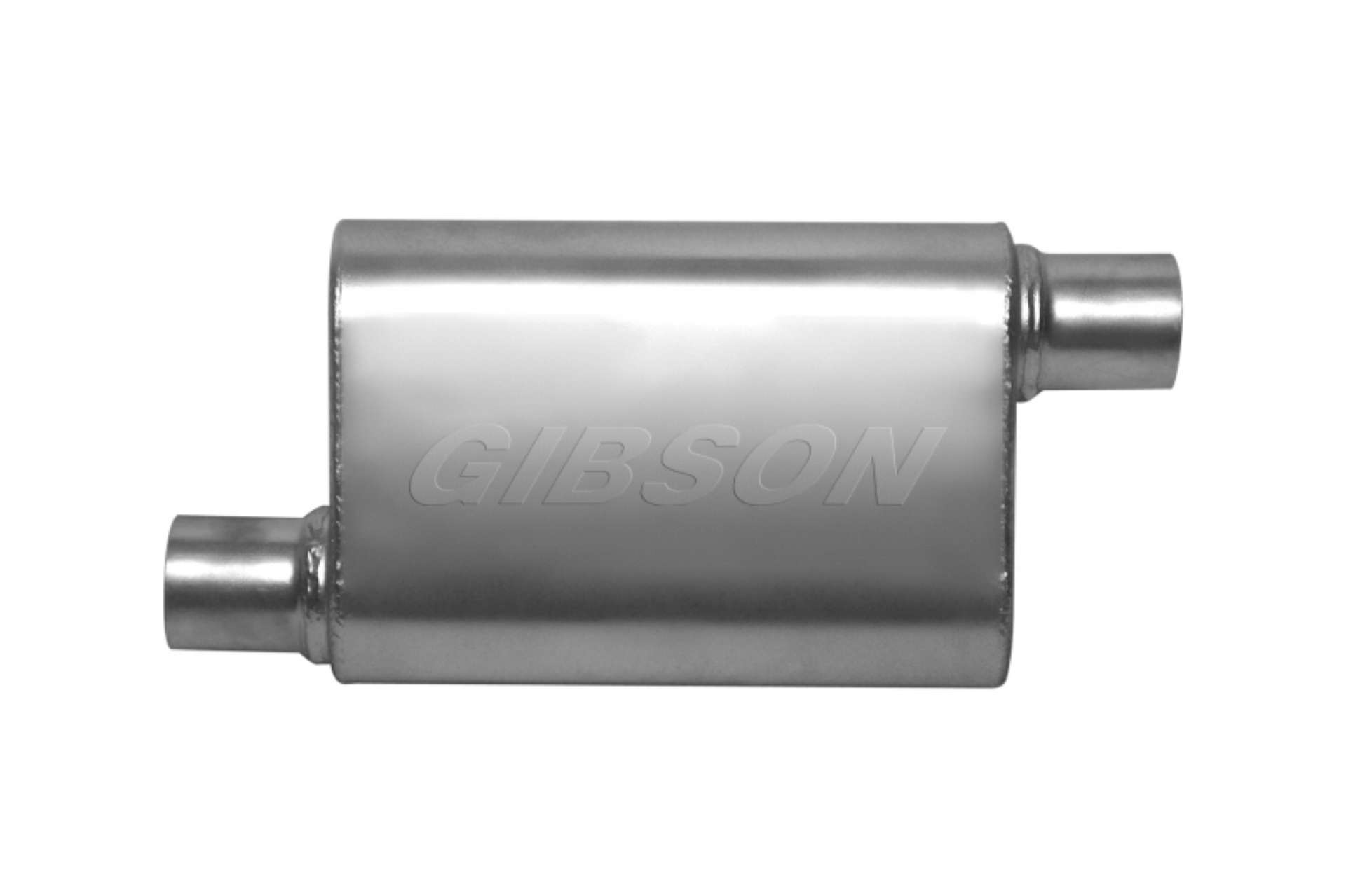 Picture of Gibson CFT Superflow Offset-Offset Oval Muffler - 4x9x13in-2-25in Inlet-2-25in Outlet - Stainless