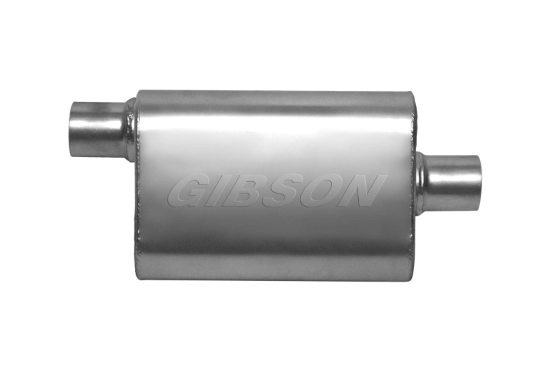 Picture of Gibson CFT Superflow Offset-Center Oval Muffler - 4x9x13in-2-5in Inlet-2-5in Outlet - Stainless