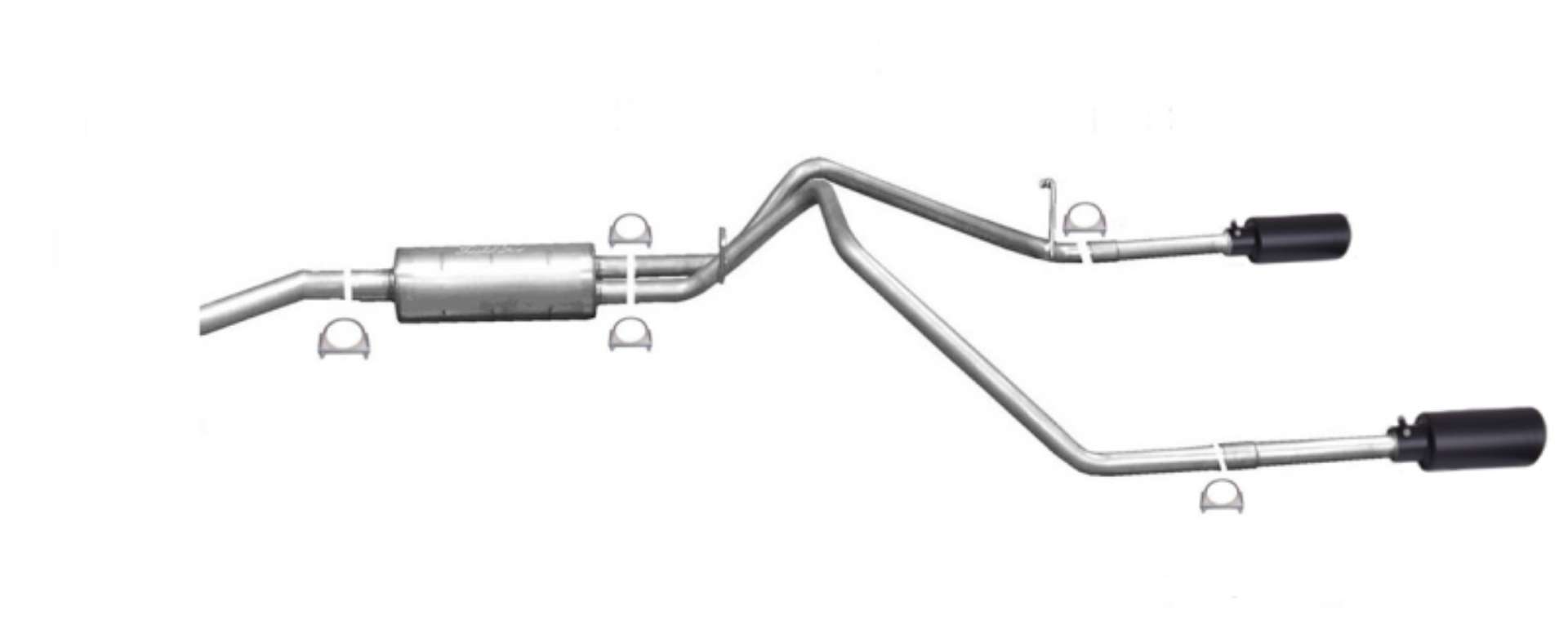 Picture of Gibson 11-18 Ram 1500 Big Horn 5-7L 2-25in Cat-Back Dual Split Exhaust - Black Elite