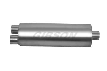 Picture of Gibson SFT Superflow Dual-Center Round Muffler - 8x24in-3in Inlet-4in Outlet - Stainless