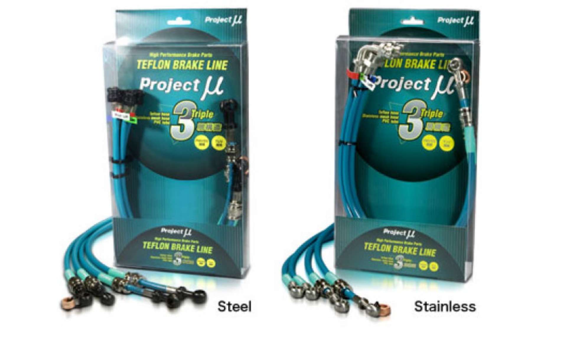 Picture of Project Mu Mitsubishi Lancer Evo X Stainless Steel Green Brake Lines