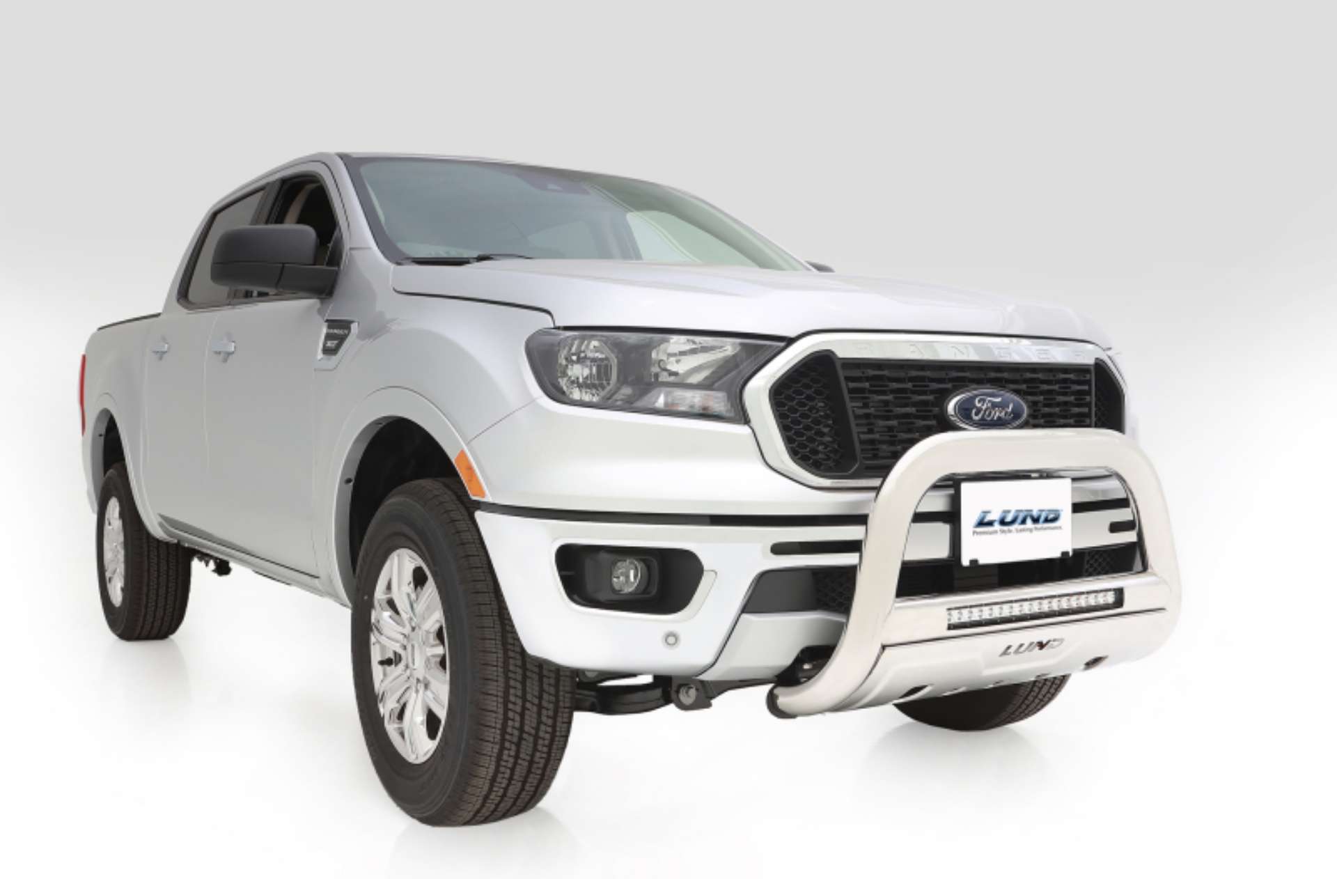 Picture of Lund 2019 Ford Ranger Bull Bar w-Light & Wiring - Polished Stainless