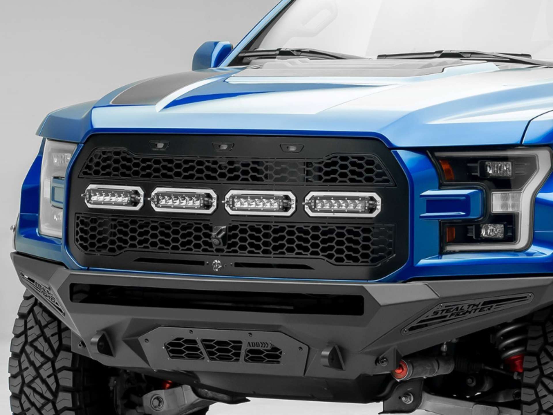 Picture of aFe 17-20 Ford Raptor w- FFC Scorpion Grill w- LEDs