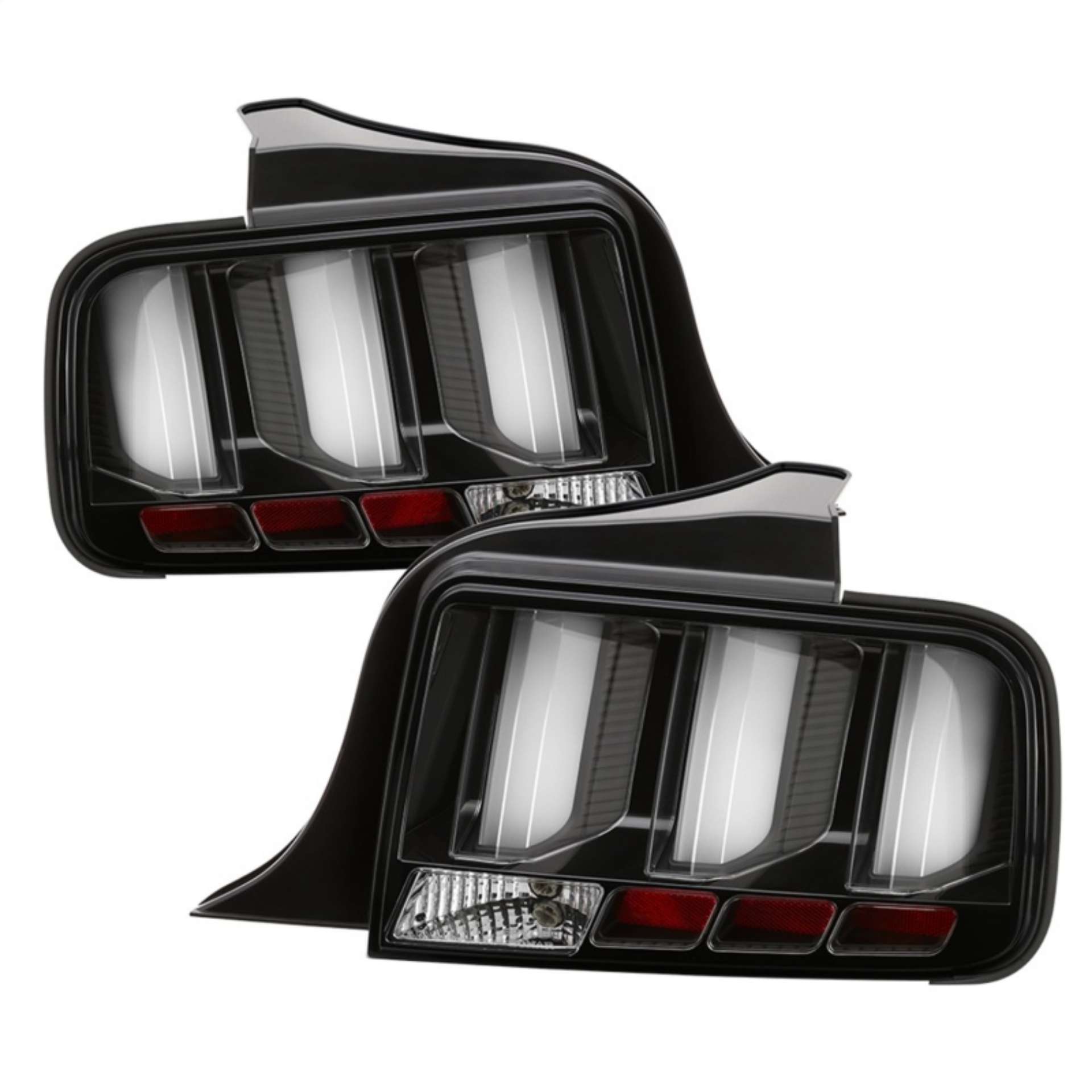 Picture of Spyder 05-09 Ford Mustang White Light Bar LED Tail Lights - Black ALT-YD-FM05V3-LED-BK