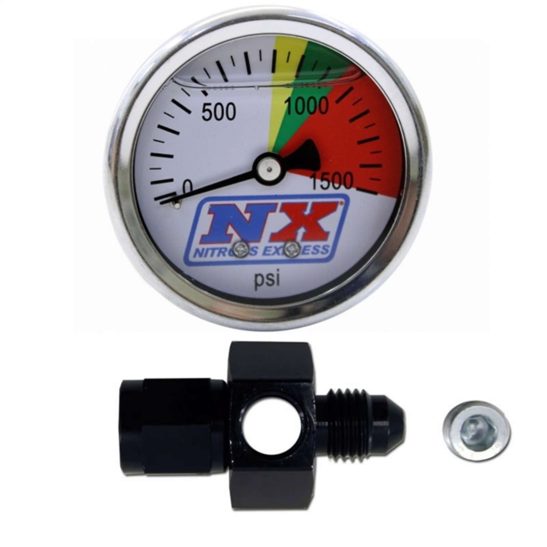 Picture of Nitrous Express N2O Flo-Thru Pressure Gauge 0-1500 PSI 4AN