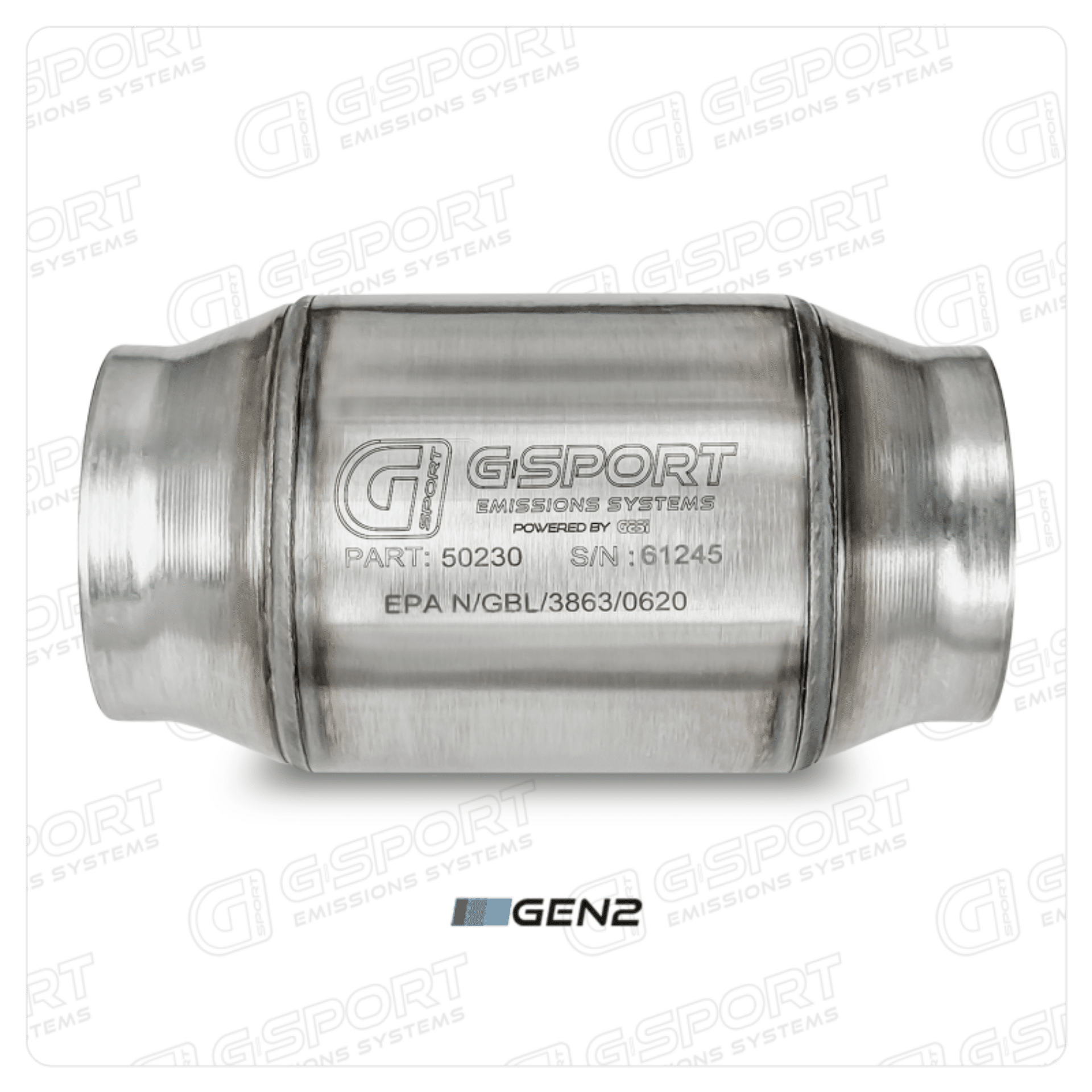 Picture of GESI G-Sport 400 CPSI GEN 2 EPA Compliant 3-0in Inlet-Outlet Catalytic Converter-4in x 4in-350-500HP