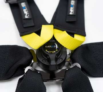 Picture of NRG FIA 6pt 2in- Shoulder Belt for HANS Device- Rotary Cam Lock Buckle- 3in- Waist Belt - Black