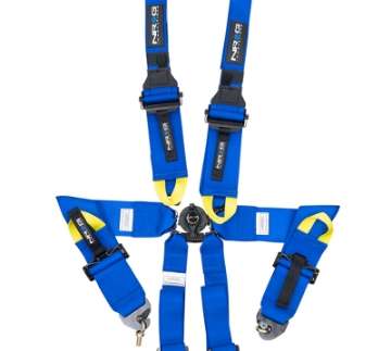 Picture of NRG FIA 6pt 2in- Shoulder Belt for HANS Device- Rotary Cam Lock Buckle- 3in- Waist Belt - Blue