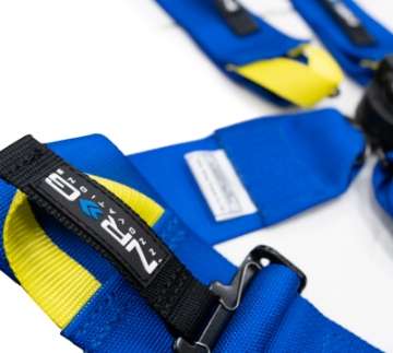 Picture of NRG FIA 6pt 2in- Shoulder Belt for HANS Device- Rotary Cam Lock Buckle- 3in- Waist Belt - Blue