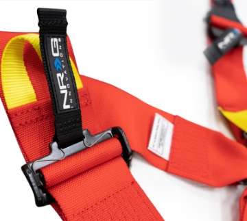 Picture of NRG FIA 6pt 2in- Shoulder Belt for HANS Device- Rotary Cam Lock Buckle- 3in- Waist Belt - Red