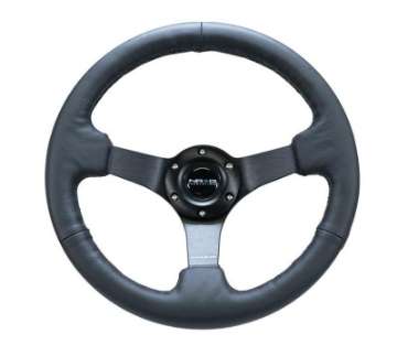 Picture of NRG Reinforced Steering Wheel 330mm- 3in- Deep Sport Leather Racing- 4mm Matte Black Spoke