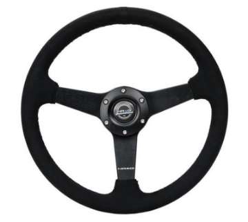 Picture of NRG Sport Steering Wheel 350mm- 1-5in- Deep Matte Black Spoke- Black Alcantara w- Black Stitching