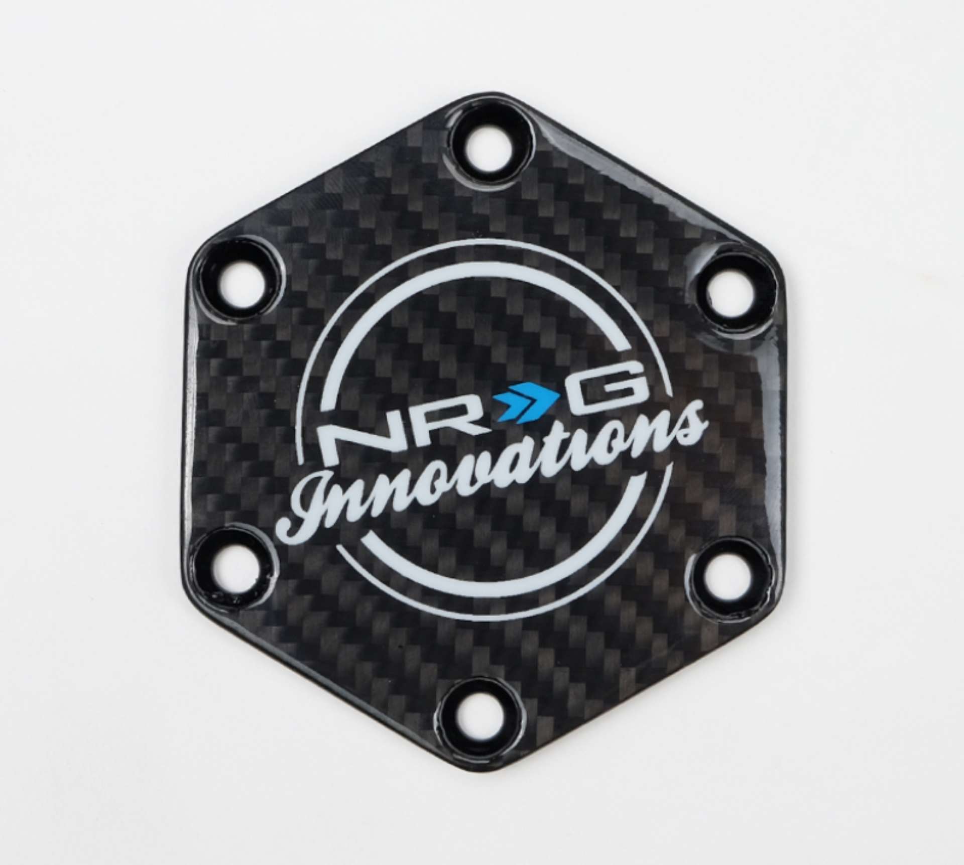 Picture of NRG Carbon Fiber Horn Delete Button Circular Logo Front- Back