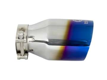 Picture of aFe Takeda 304 Stainless Steel Clamp-On Exhaust Tip 2-5in Inlet - 4in Outlet - Blue Flame