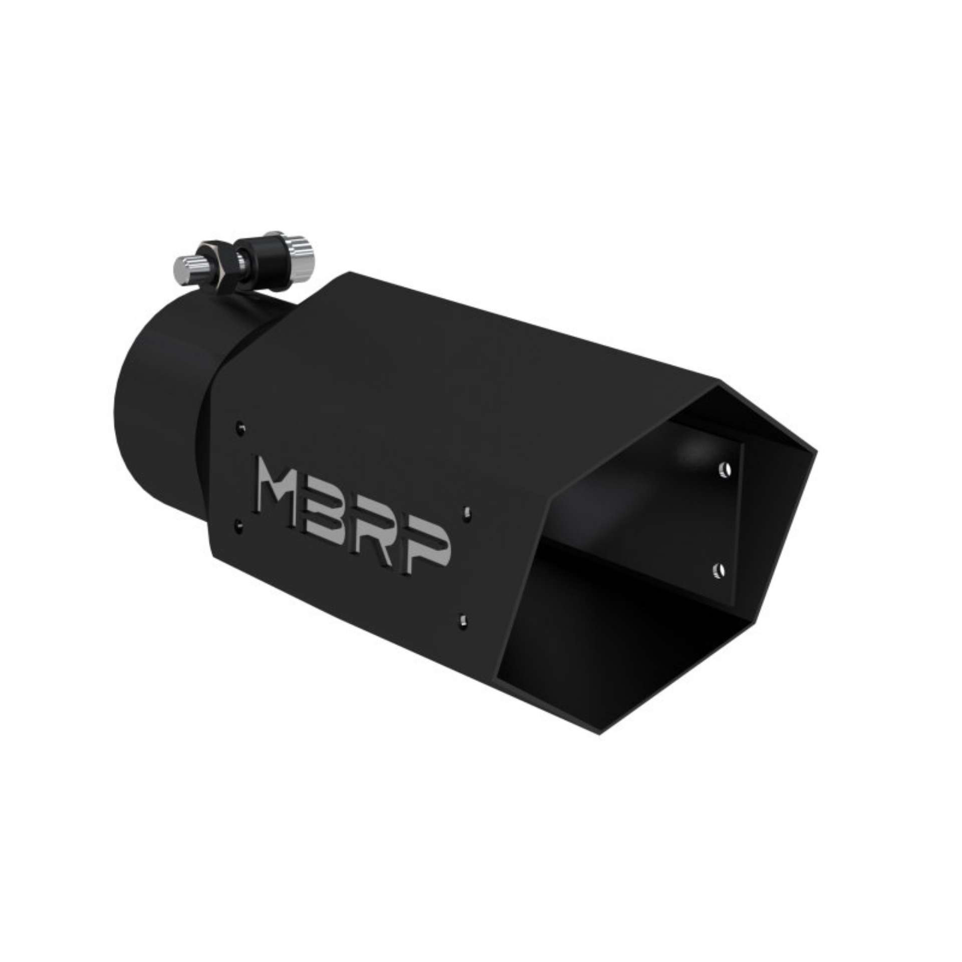 Picture of MBRP Universal 4in Hex Tip 3in Inlet 10in Length w- Logo - Black Coated