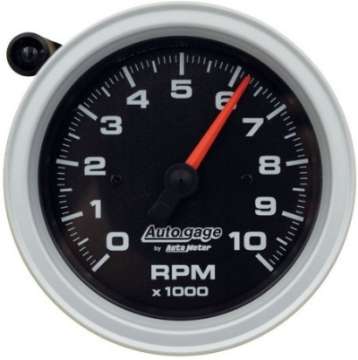 Picture of AutoMeter Tachometer Gauge 10K RPM 3 3-4in Pedestal w-Ext- Shift-Light - Black Dial-Black Case